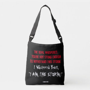 INSPIRE RED & WHITE WARRIOR QUOTE ON BLACK BACKGR CROSSBODY BAG