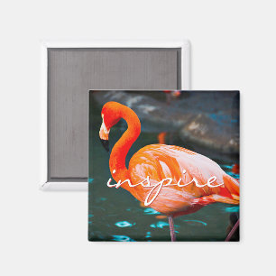 Inspire Script Pink Flamingo Photo Modern Stylish Magnet