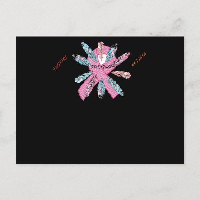 Inspire Survivor Believe Breast Cancer Awareness Announcement Postcard (Front)