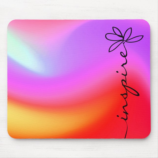 INSPIRE text on neon abstract Mouse Mat (Front)