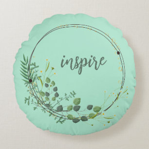 Inspire With Floral Botanical Frame Round Cushion