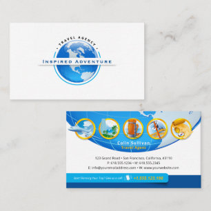 Inspired Adventure   Tourism   Travel Agent Business Card