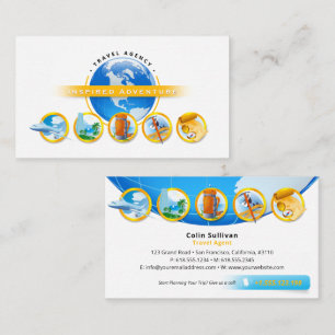 Inspired Adventure   Tourism   Travel Agent Business Card