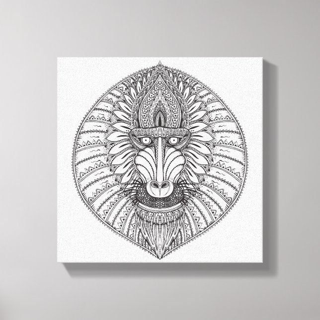 Inspired Baboon Face 6 Canvas Print (Front)