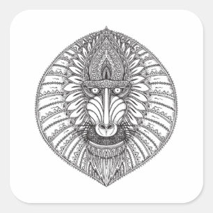Inspired Baboon Face Square Sticker