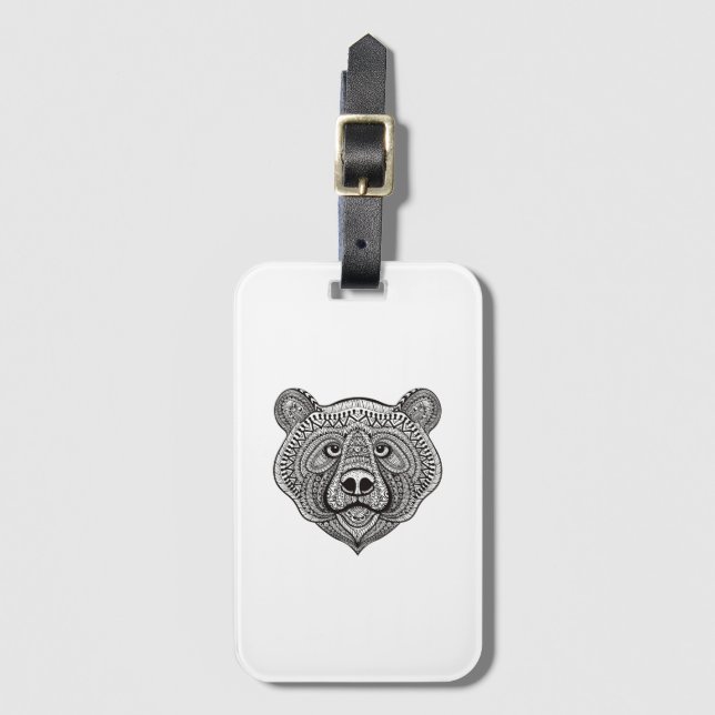 Inspired Bear Face Luggage Tag (Front Vertical)
