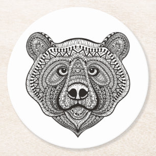 Inspired Bear Face Round Paper Coaster