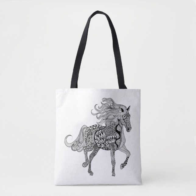 Inspired Black Horse 2 Tote Bag (Front)