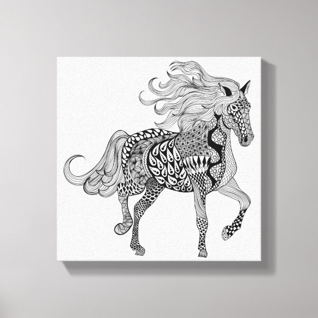 Inspired Black Horse 6 Canvas Print (Front)