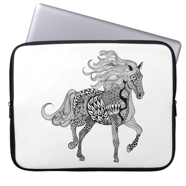 Inspired Black Horse Laptop Sleeve (Front)