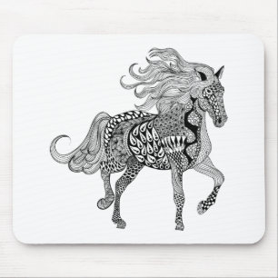Inspired Black Horse Mouse Mat