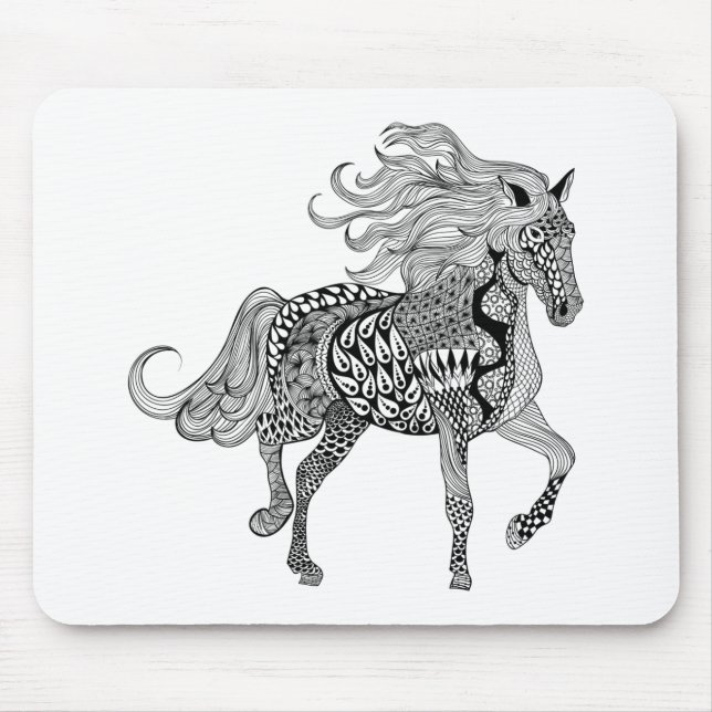 Inspired Black Horse Mouse Mat (Front)