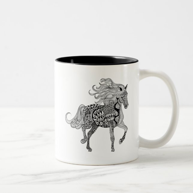 Inspired Black Horse Two-Tone Coffee Mug (Right)
