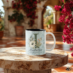 Inspired Boho Chic Floral Initial Mug for Isabella