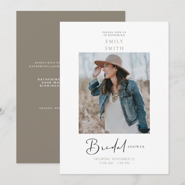 Inspired Bride Photo Bridal Shower Invitation (Front/Back)