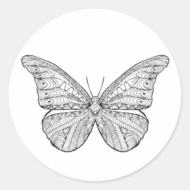 Inspired Butterfly Classic Round Sticker (Front)