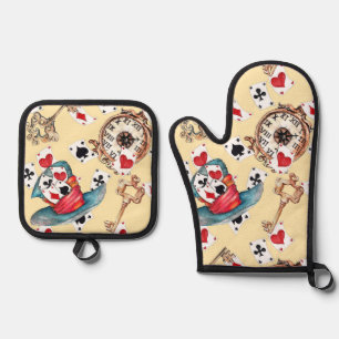 Inspired By Alice In Wonderland Oven Mitt & Pot Holder Set