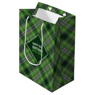 Inspired by Nature Green & Purple Tartan Plaid Medium Gift Bag