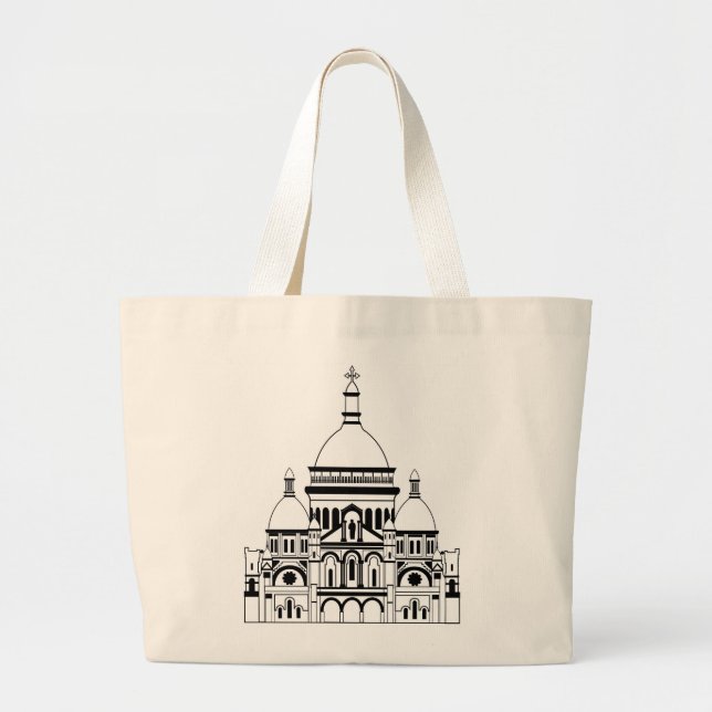 Inspired by the Sacre Coeur, Montmartre Large Tote Bag (Front)