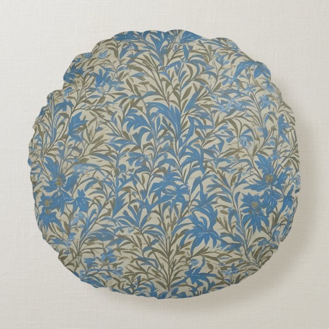 Inspired By William Morris Blue Willow Bough  Round Cushion (Front)
