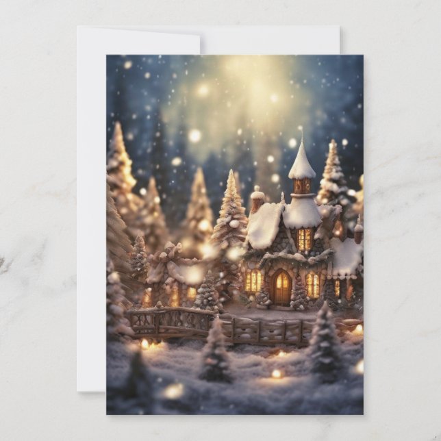  Inspired Christmas Themed Fairy-Tale Castle  Holiday Card (Front)
