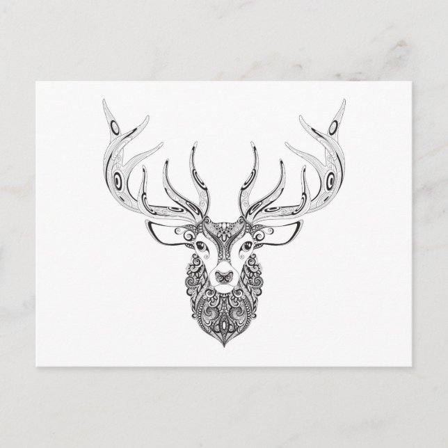 Inspired Deer Horned Head Postcard (Front)