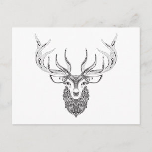 Inspired Deer Horned Head Postcard