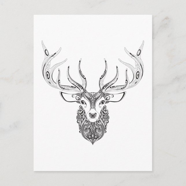Inspired Deer Horned Head Postcard (Front)