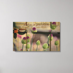 Inspired Floral Wooden Door Canvas Print