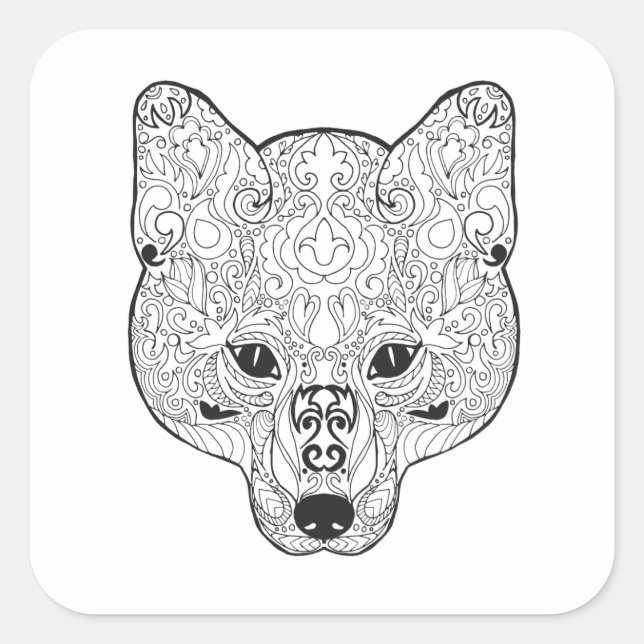 Inspired Fox Head Square Sticker (Front)