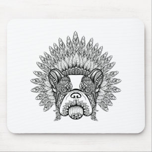 Inspired French Bulldog In War Bonnet Mouse Mat
