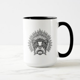 Inspired French Bulldog In War Bonnet Mug