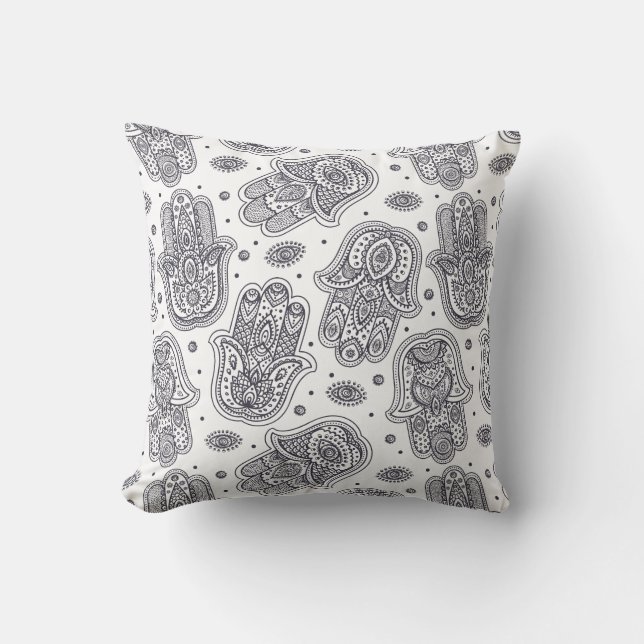 Inspired Hand Drawn Hamsa Cushion (Front)