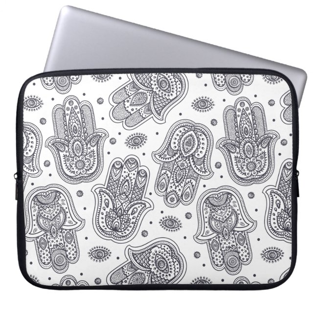 Inspired Hand Drawn Hamsa Laptop Sleeve (Front)