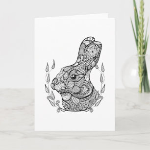 Inspired Head Of Rabbit In Wreath Holiday Card