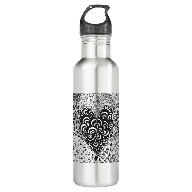 Inspired Heart Doodle 710 Ml Water Bottle (Front)