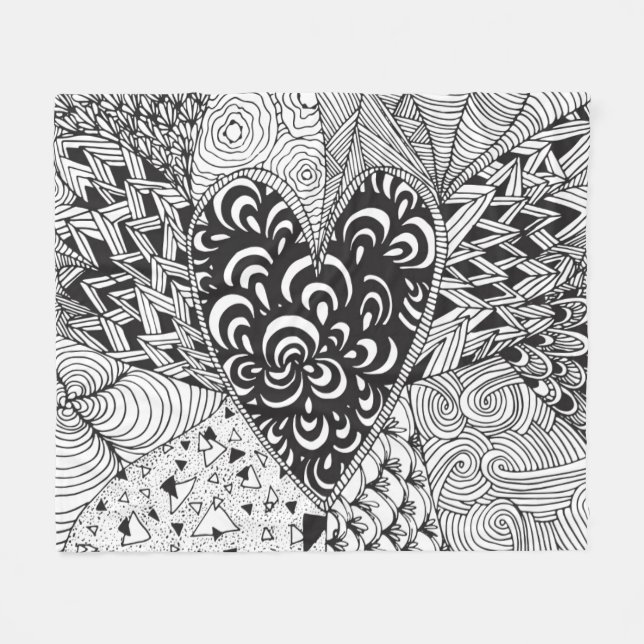 Inspired Heart Doodle Fleece Blanket (Front (Horizontal))