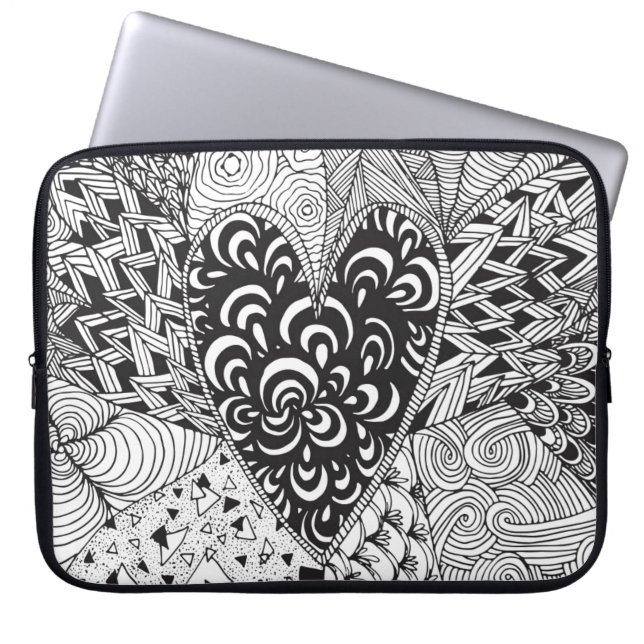 Inspired Heart Doodle Laptop Sleeve (Front)