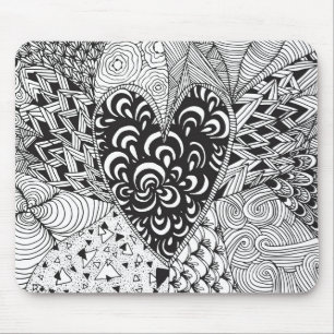 Inspired Heart Doodle Mouse Mat