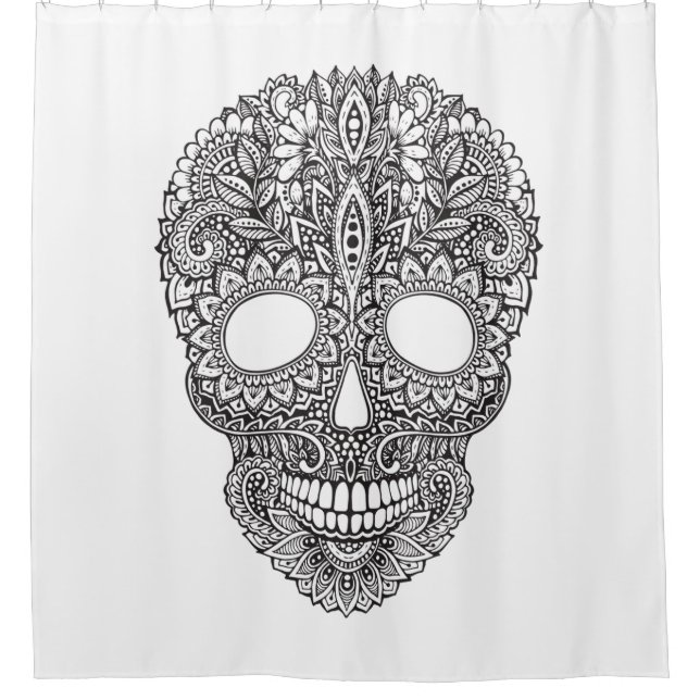 Inspired Human Skull Shower Curtain (Front)