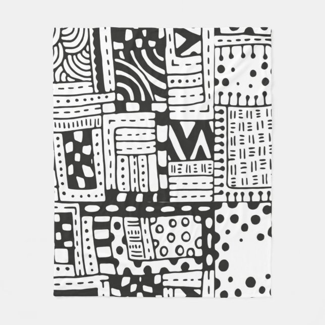Inspired Indian Abstract Figures Fleece Blanket (Front)