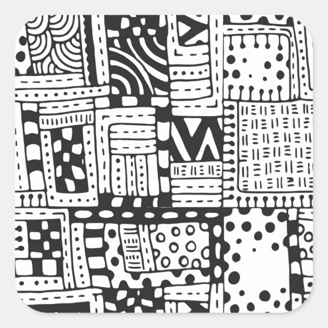 Inspired Indian Abstract Figures Square Sticker (Front)