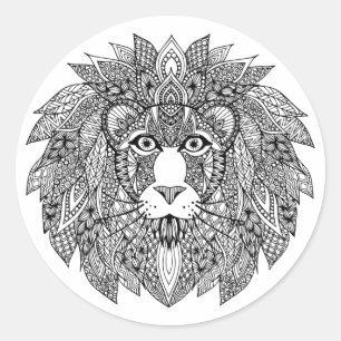 Inspired Lion Head 4 Classic Round Sticker