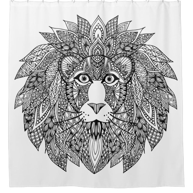 Inspired Lion Head 4 Shower Curtain (Front)