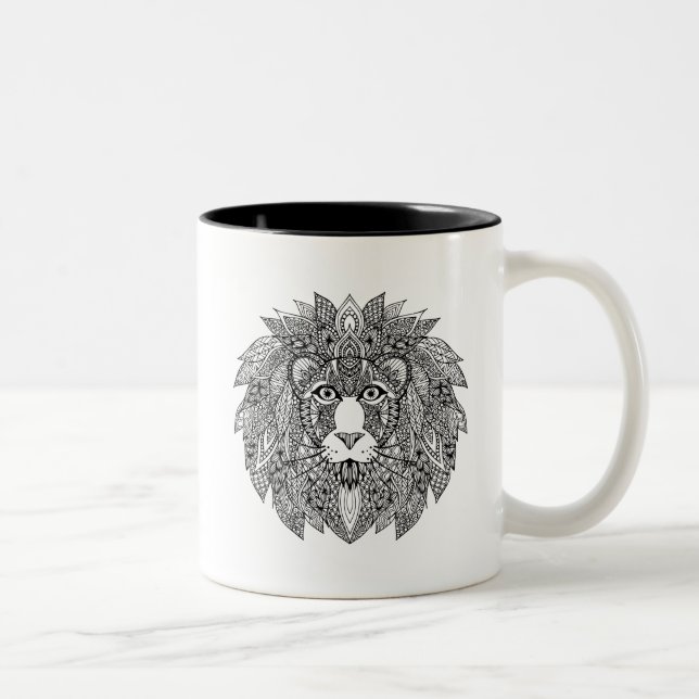 Inspired Lion Head 4 Two-Tone Coffee Mug (Right)