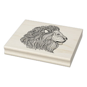 Inspired Lion Head 5 Rubber Stamp