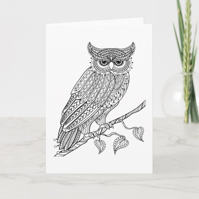 Inspired Magic Owl Sitting On Branch Card (Front)
