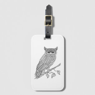 Inspired Magic Owl Sitting On Branch Luggage Tag