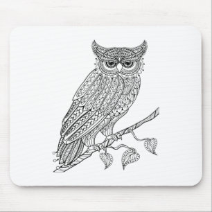 Inspired Magic Owl Sitting On Branch Mouse Mat