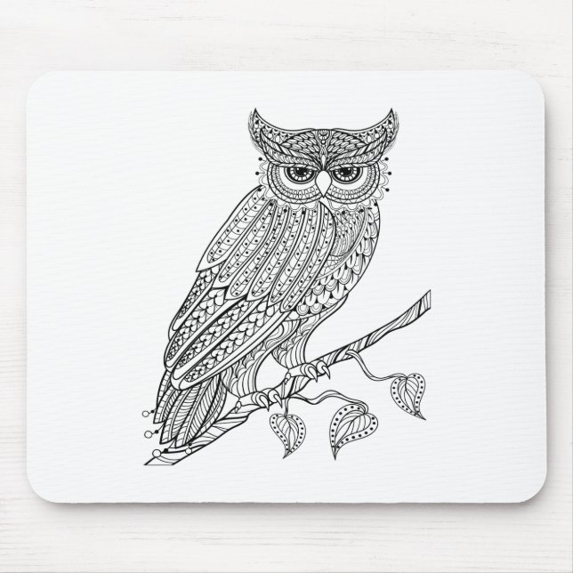 Inspired Magic Owl Sitting On Branch Mouse Mat (Front)